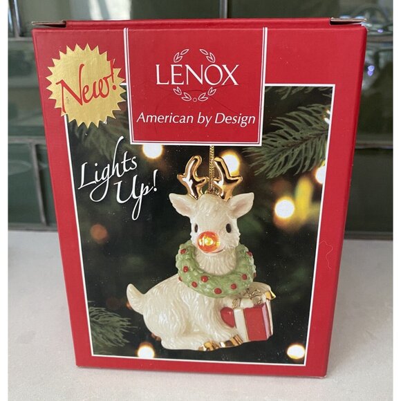Blinking All The Way Reindeer 2016 Lenox Reindeer Ornament Red Nose Blinks! - Picture 7 of 9